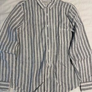 Everlane - The Classic Shirt in Linen - Black/White Stripe - Medium